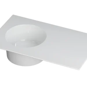 Ink UFO Wastafel porselein rond links zonder kraangat - Glans wit - 800x480x180 mm (bxdxh) Gecertificeerd