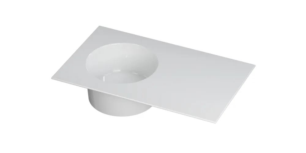 Ink UFO Wastafel porselein rond links zonder kraangat - Glans wit - 800x480x180 mm (bxdxh) Gecertificeerd