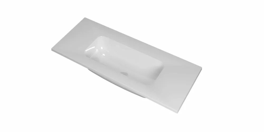 Premium Ink Reflekt wastafel midden polystone 100x40cm - zonder kraangat - Glans wit