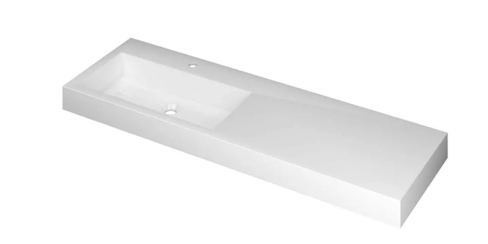 Direct Beschikbaar Ink Momento meubelwastafel links 140x45cm - 1 kraangat - Polystone glans wit
