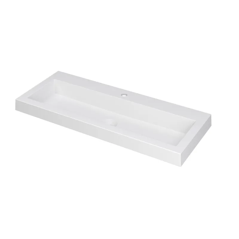 Veilige Betaling Ink Dock Wastafel Polystone met 1 kraangat - Mat wit - 100x40 cm
