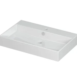 Ink Unlimited wastafel - porselein met 1 kraangat - Glans wit 700x450mm (bxd) Merkproduct