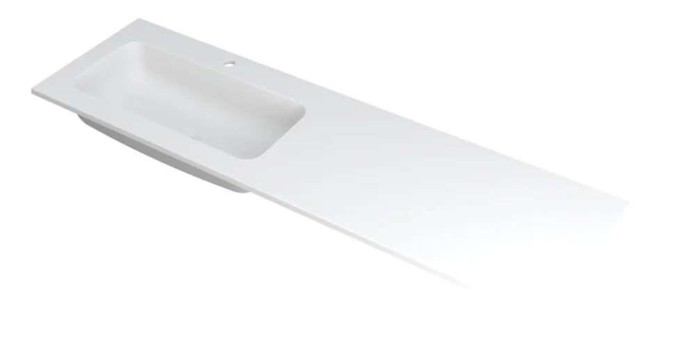 Ink Faktor Wastafel polystone links met 1 kraangat - Mat wit - 1600x450x15 mm (bxdxh) Direct Beschikbaar