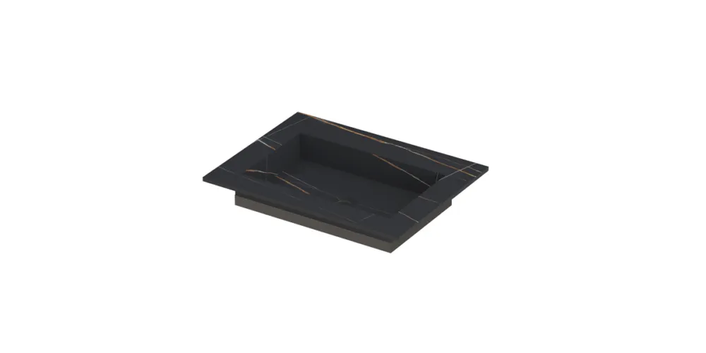 Ink Post Wastafel keramische slab envelop bak zonder kraangat - Lauren black mat - 600x450x10 mm (bxdxh) Laatste Kans