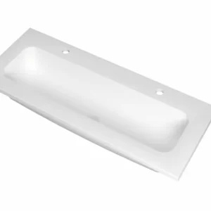 Ink Reflekt wastafel centraal polystone 100x40cm - 2 kraangaten - Mat wit Snelle Levering