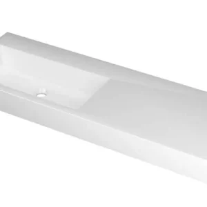 Lage Kosten Ink Momento meubelwastafel links 140x45cm - zonder kraangat - Polystone glans wit