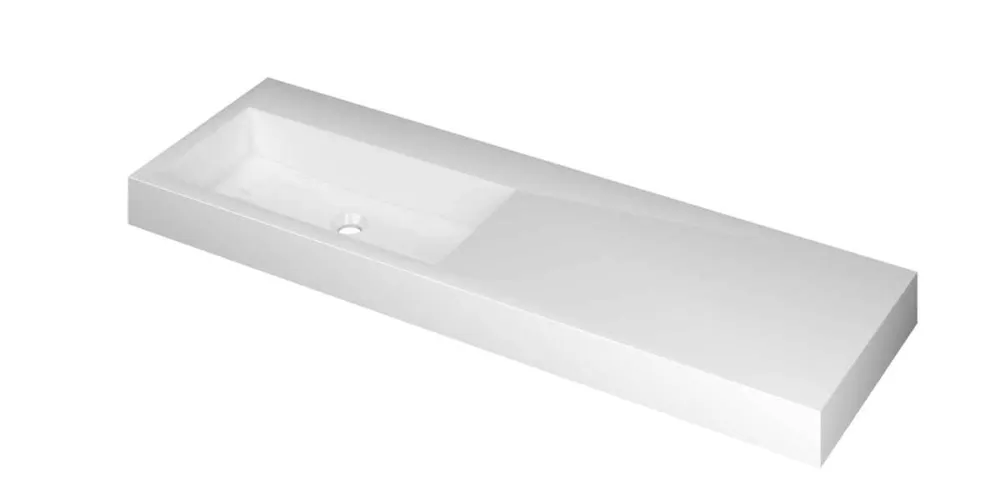 Lage Kosten Ink Momento meubelwastafel links 140x45cm - zonder kraangat - Polystone glans wit