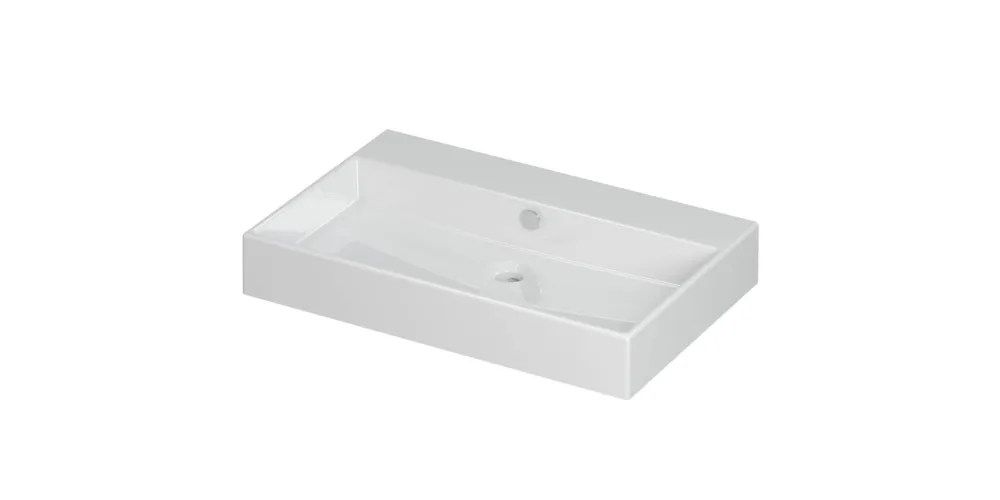 Beperkte Voorraad Ink Unlimited wastafel - porselein zonder kraangat - Glans wit 700x450mm (bxd)