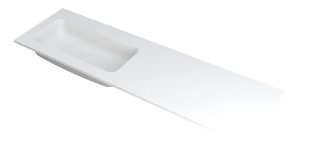 Beste Prijs Ink Faktor Wastafel polystone links zonder kraangat - Mat wit - 1600x450x15 mm (bxdxh)
