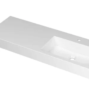 Ink Momento meubelwastafel rechts 120x45cm - 1 kraangat - Polystone glans wit Koop Vandaag