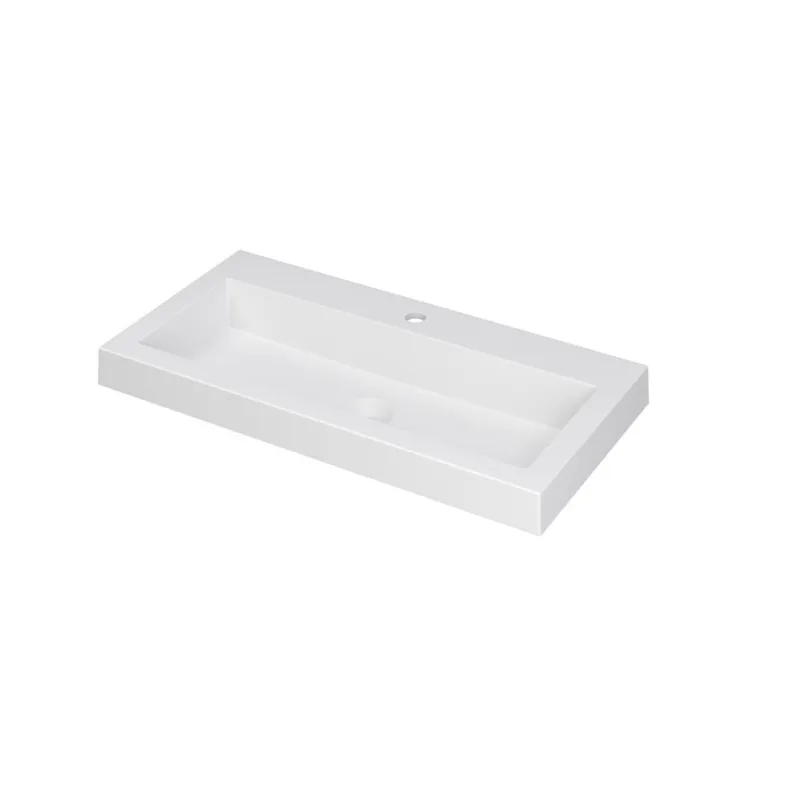 Superprijs Ink Dock Wastafel Polystone met 1 kraangat - Mat wit - 80x40 cm