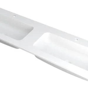 Op = Op Ink Faktor Wastafel polystone dubbel met 2 kraangaten - Mat wit - 1600x450x15 mm (bxdxh)