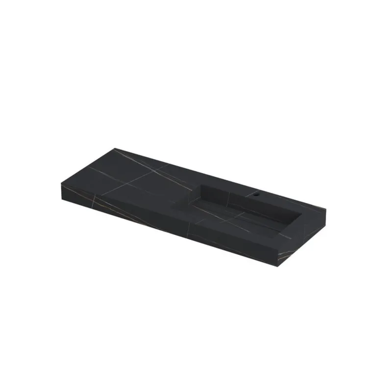 Nieuw Ink Pitch meubelwastafel rechts 120x45cm keramische slab - 1 kraangat - Lauren black