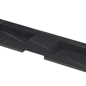 Finale Uitverkoop Ink Post Wastafel keramische slab envelop bak dubbel zonder kraangaten - Lauren black mat - 1600x450x10 mm (bxdxh)