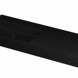 Superprijs Ink United wastafel links porselein 120x45cm - 1 kraangat - Mat zwart