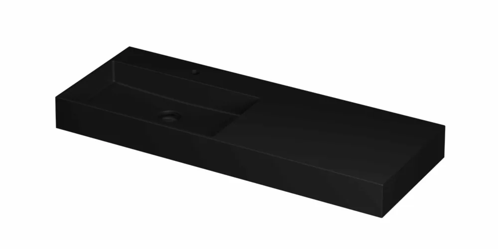 Superprijs Ink United wastafel links porselein 120x45cm - 1 kraangat - Mat zwart