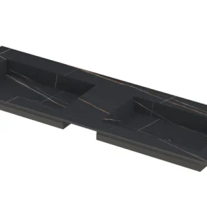 Ink Post Wastafel keramische slab envelop bak dubbel zonder kraangaten - Lauren black mat - 1400x450x10 mm (bxdxh) Favoriet