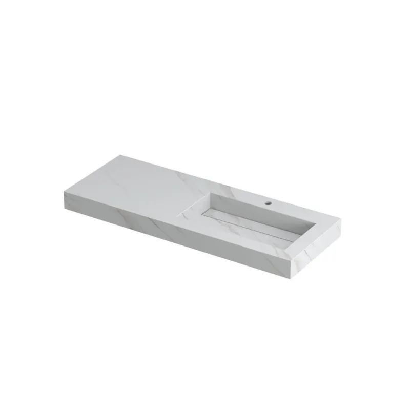 Ink Pitch meubelwastafel rechts 120x45cm keramische slab - 1 kraangat - Calacatta Speciale Aanbieding