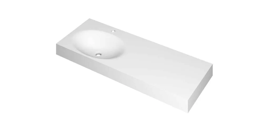 Beste Prijs Ink Smooth Wastafel polystone links met 1 kraangat mat wit 1200x450x90mm (bxdxh)