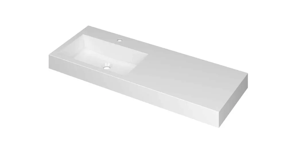 Flitsaanbieding Ink Momento meubelwastafel links 120x45cm - 1 kraangat - Polystone glans wit