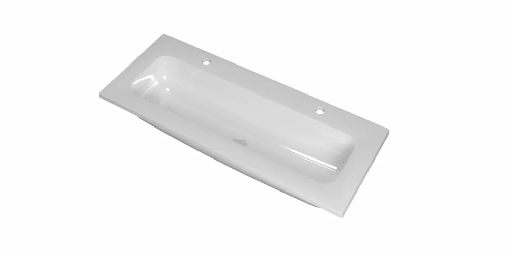 Koop Vandaag Ink Reflekt wastafel centraal polystone 100x40cm - 2 kraangaten - Glans wit