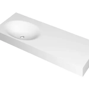 Koop Vandaag Ink Smooth Wastafel polystone links zonder kraangat mat wit 1200x450x90mm (bxdxh)