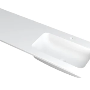 Dagaanbieding Ink Faktor Wastafel polystone rechts met 1 kraangat - Mat wit - 1400x450x15 mm (bxdxh)
