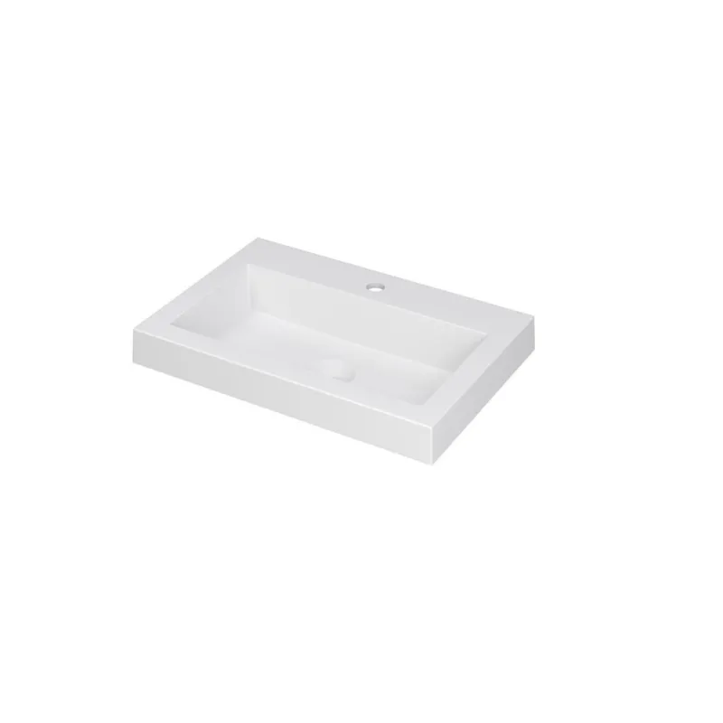 Ink Dock Wastafel Polystone met 1 kraangat - Mat wit - 60x40 cm Shop Nu