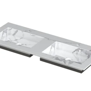 Lage Kosten Ink Post Wastafel keramische slab envelop bak dubbel 2 kraangaten - Statuario glans - 1200x450x10 mm (bxdxh)