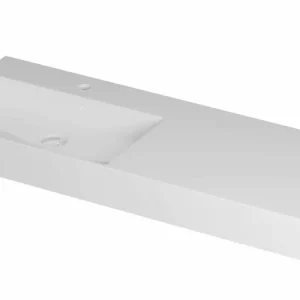 Ink United wastafel links porselein 120x45cm - 1 kraangat - Glans wit Must-Have