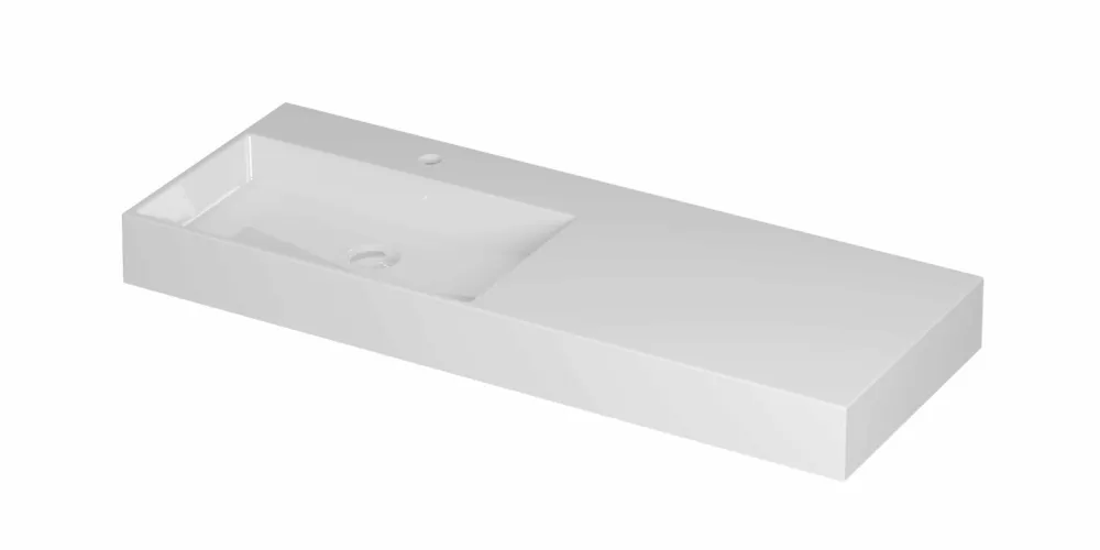 Ink United wastafel links porselein 120x45cm - 1 kraangat - Glans wit Must-Have