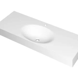 Bestseller Ink Smooth Wastafel polystone midden met 1 kraangat mat wit 1200x450x90mm (bxdxh)