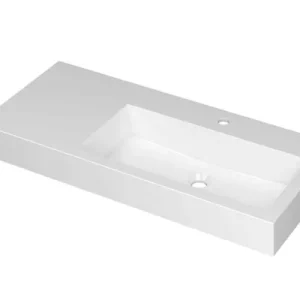 Ink Momento meubelwastafel rechts 100x45cm - 1 kraangat - Polystone glans wit Betrouwbaar