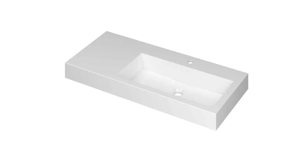 Ink Momento meubelwastafel rechts 100x45cm - 1 kraangat - Polystone glans wit Betrouwbaar