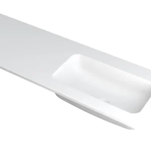 Ink Faktor Wastafel polystone rechts zonder kraangat - Mat wit - 1400x450x15 mm (bxdxh) Direct Verzonden