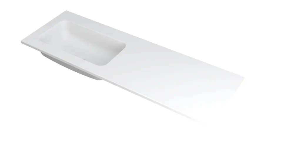 Ink Faktor Wastafel polystone links zonder kraangat - Mat wit - 1400x450x15 mm (bxdxh) Flitsaanbieding