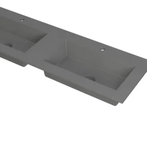 Ink Kraft dubbele meubelwastafel 140x45cm - 2 kraangaten - Quartz grijs Snelle Levering