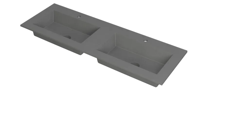 Ink Kraft dubbele meubelwastafel 140x45cm - 2 kraangaten - Quartz grijs Snelle Levering