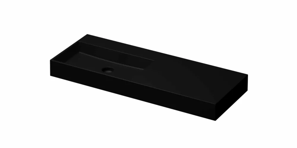 Ink United wastafel links porselein 120x45cm - zonder kraangat - Mat zwart Dagaanbieding