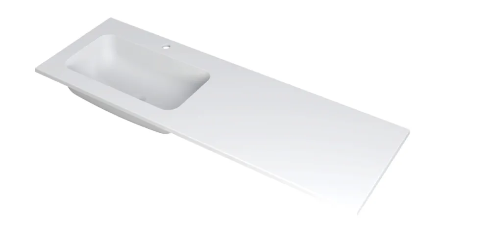 Favoriet Ink Faktor Wastafel polystone links met 1 kraangat - Mat wit - 1400x450x15 mm (bxdxh)