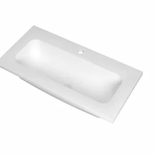 Ink Reflekt wastafel centraal polystone 80x40cm - 1 kraangat - Mat wit Uitverkoop
