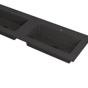 Direct Verzonden Ink Kraft dubbele meubelwastafel 140x45cm - 2 kraangaten - Quartz zwart