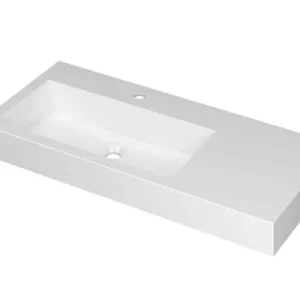 Ink Momento meubelwastafel links 100x45cm - 1 kraangat - Polystone glans wit Gecertificeerd