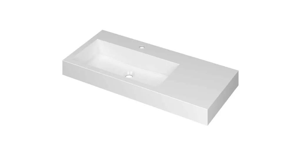 Ink Momento meubelwastafel links 100x45cm - 1 kraangat - Polystone glans wit Gecertificeerd