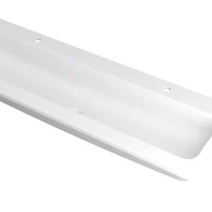 Uitverkoop Ink Faktor Wastafel polystone centraal met 2 kraangaten - Mat wit - 1400x450x15 mm (bxdxh)