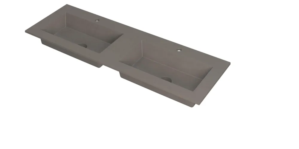 Flitsaanbieding Ink Kraft dubbele meubelwastafel 140x45cm - 2 kraangaten - Quartz beton