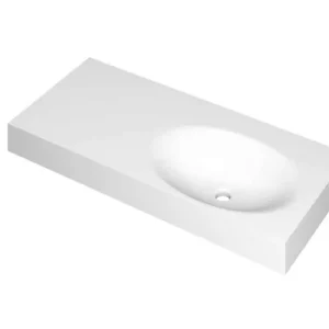 Gratis Retour Ink Smooth Wastafel polystone rechts zonder kraangat mat wit 1000x450x90mm (bxdxh)