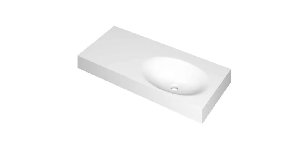 Gratis Retour Ink Smooth Wastafel polystone rechts zonder kraangat mat wit 1000x450x90mm (bxdxh)