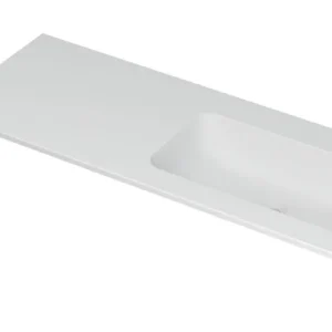 Dagaanbieding Ink Aspekt meubelwastafel rechts 120x45cm - zonder kraangaten - Porselein mat wit