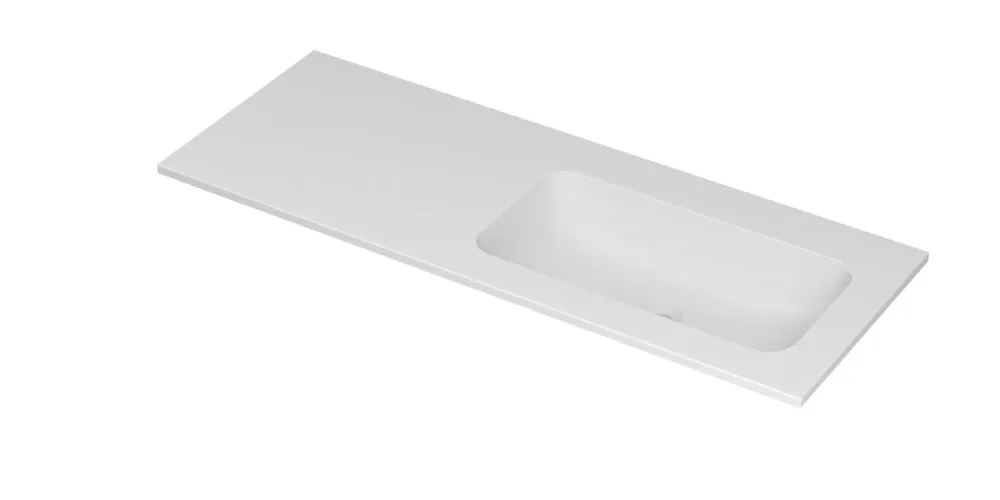 Dagaanbieding Ink Aspekt meubelwastafel rechts 120x45cm - zonder kraangaten - Porselein mat wit